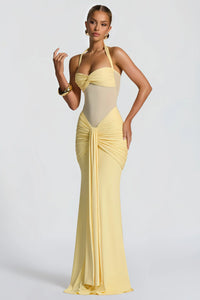 Elegantes Maxikleid für Damen mit Neckholder-Ausschnitt und Drapierungen - Elira