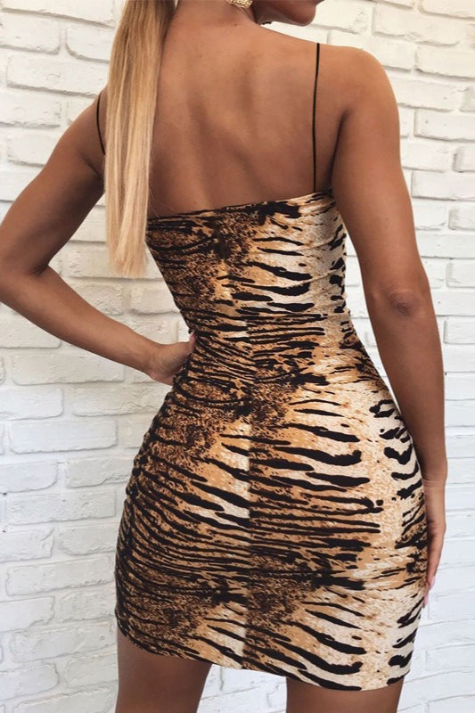 Schulterfreies Minikleid in Gold