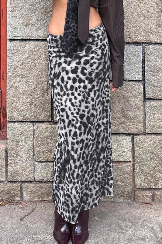Midirock mit hoher Taille und Leopardenmuster