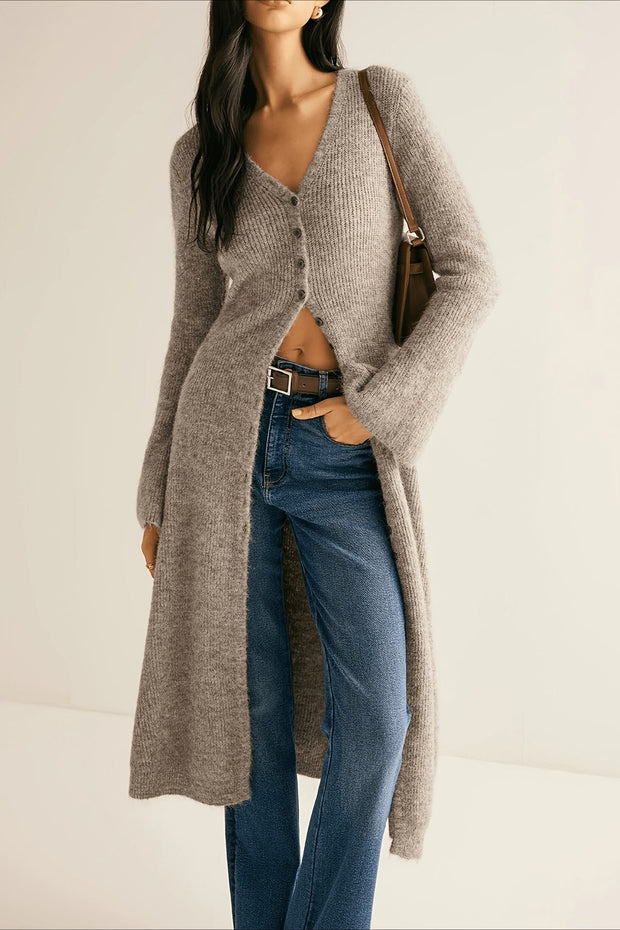 Strickjacke mit Strickstruktur in Khaki