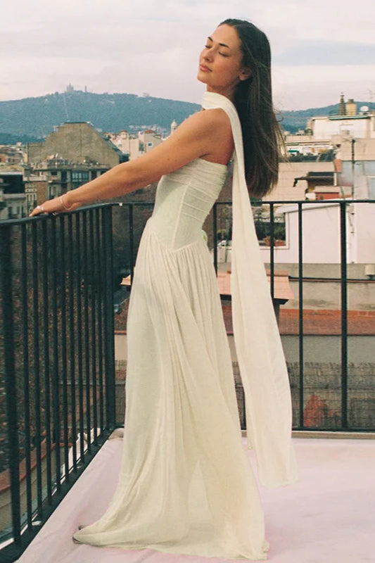 Trägerloses Maxikleid in Bordeaux