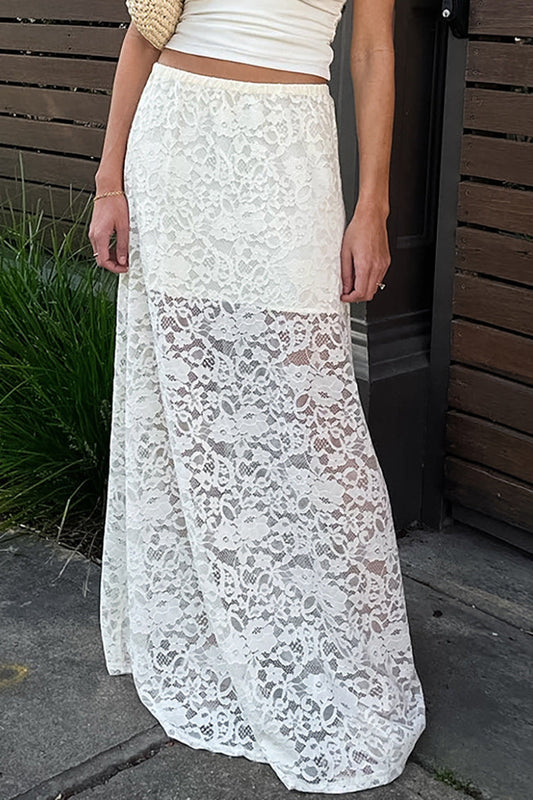 Rock mit A-Linie, hoher Taille und Spitze
