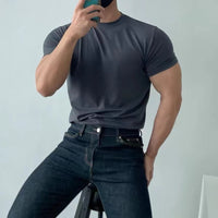 Laeik - Herren-T-Shirt mit enger Passform, schnell trocknend, mit Schlankheitseffekt