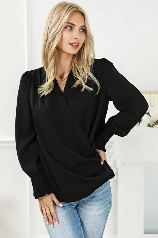 Mia Drapierte Bluse Damen – Wickelkragen und Eleganz