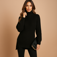 Langer gestrickter Rollkragenpullover für Frauen - Zora