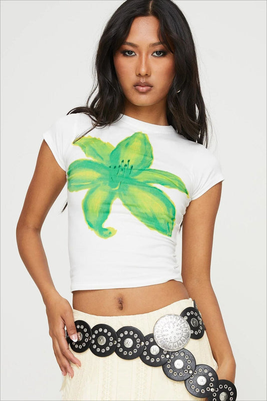 T-Shirt mit kurzen Ärmeln und Blumenmuster