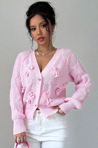 Strickjacke mit Strickstruktur und Schleifendetail