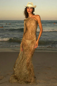 Maxikleid mit Leopardenmuster, kurz
