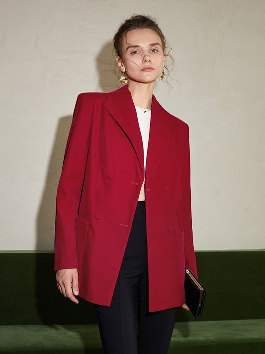Blazer mit Reverskragen und V-Ausschnitt