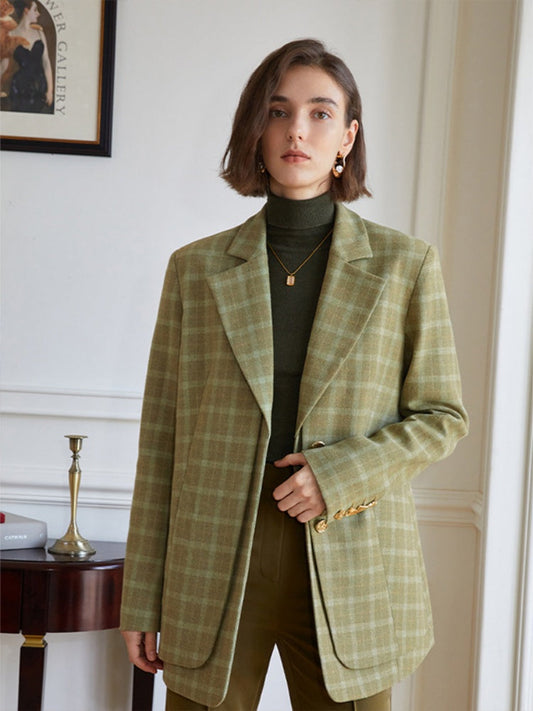 Blazer mit Karomuster und lockerer Passform