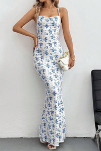 Rückenfreies Kleid mit Blumenmuster in Weiß