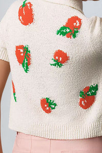 Strickjacke mit kurzen Ärmeln und Strickstruktur