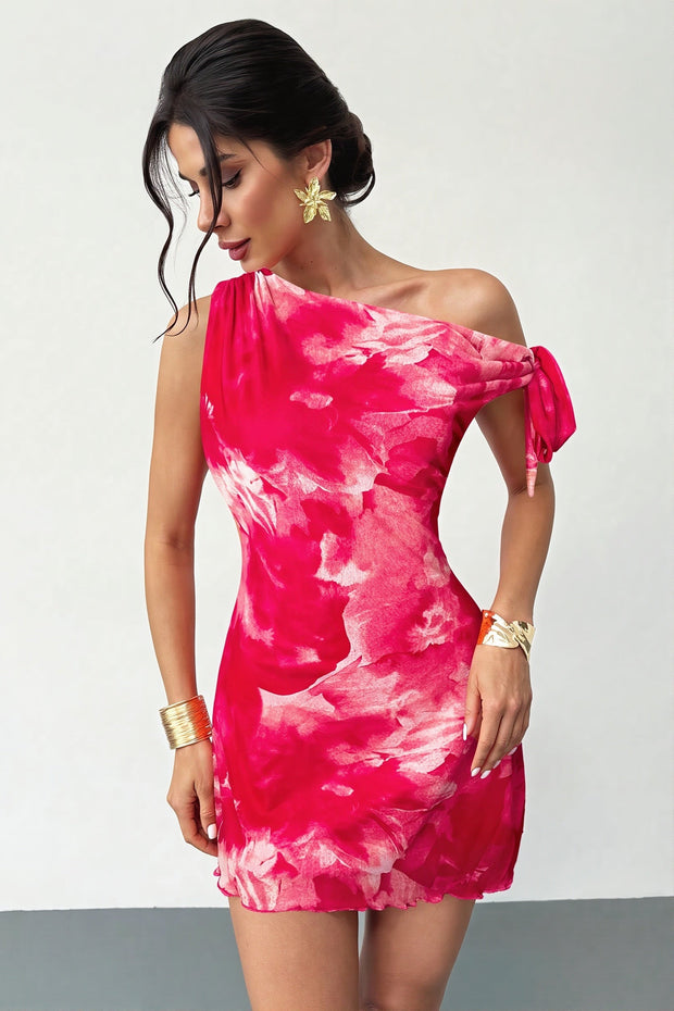 Minikleid mit Raffung und Blumenmuster