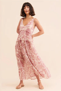 Ärmelloses Maxikleid mit Blumenmuster