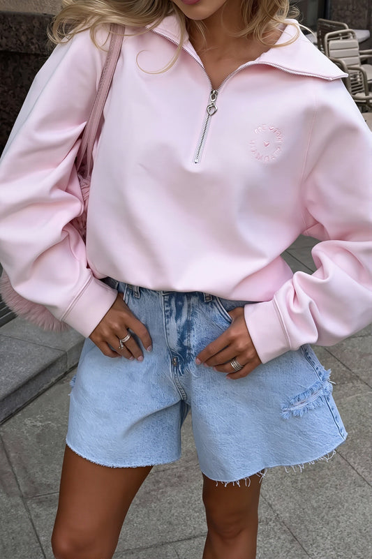 Sweatshirt mit Reißverschluss und Stickerei