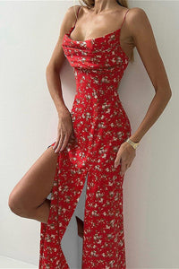 Kleid mit Blumenmuster und Farbblockmuster
