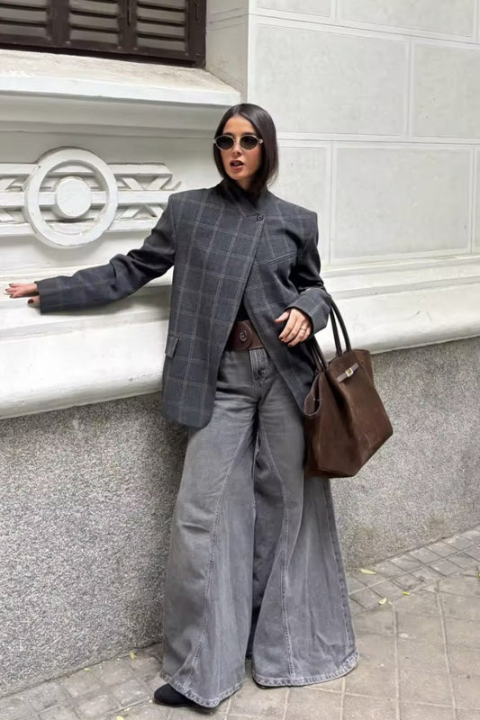 Blazer mit Knopfdetails und Karomuster