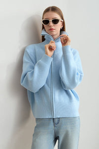 Strickjacke mit Reißverschluss und Strickstruktur
