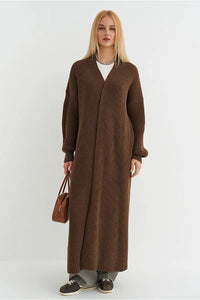 Locker geschnittene Strickjacke mit Strickstruktur in Gelb