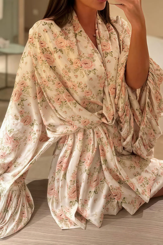 Minikleid mit A-Linie, Bindedetail und Blumenmuster