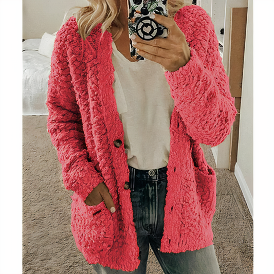 KAROLINA - Plüsch-Strickcardigan