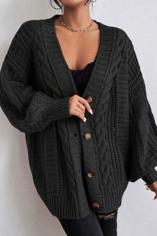 Strickjacke mit V-Ausschnitt und Strickstruktur