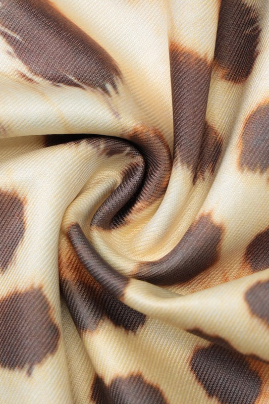Minikleid mit eckigem Ausschnitt, Leopardenmuster und Spitze