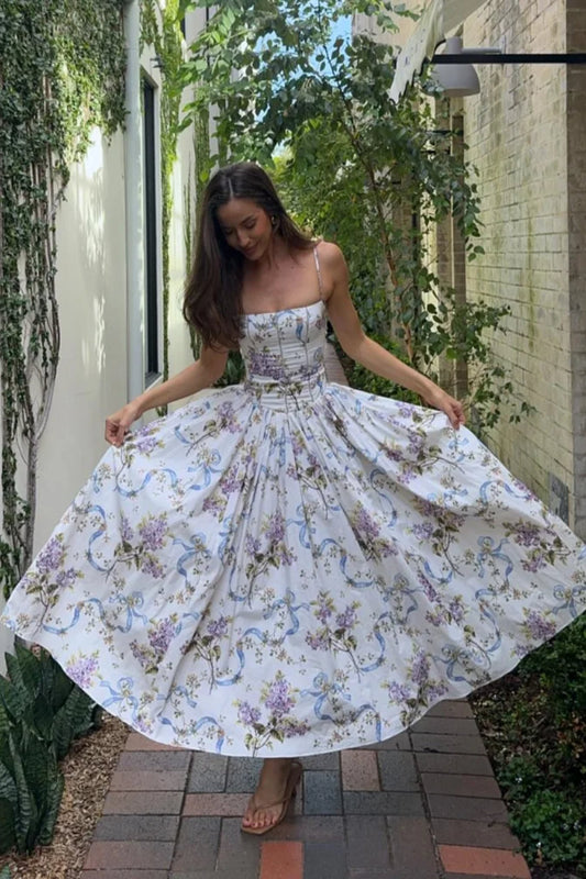 Maxikleid mit Falten und Druck