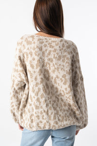 Locker geschnittene Strickjacke mit Farbblockmuster