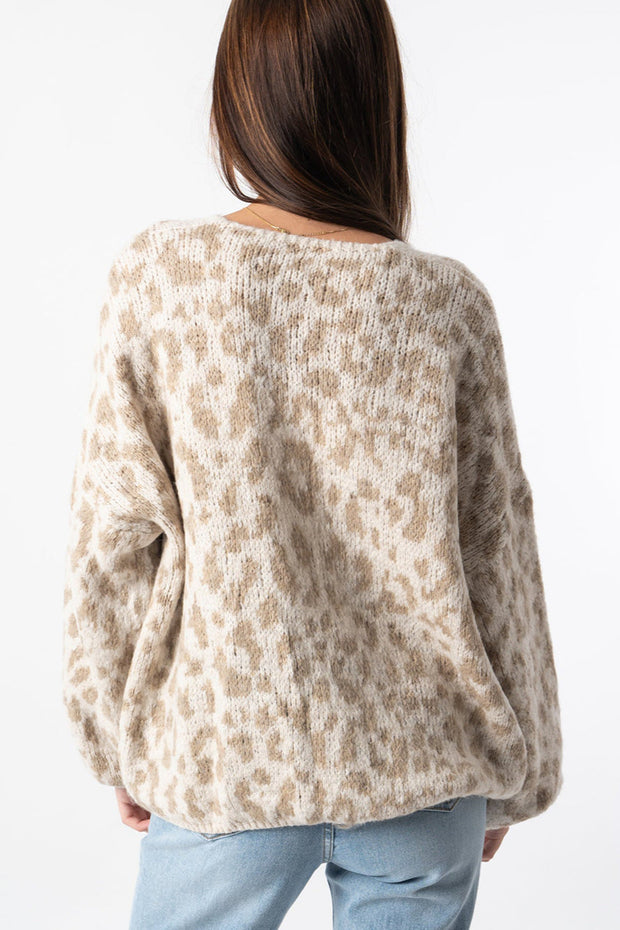 Locker geschnittene Strickjacke mit Farbblockmuster