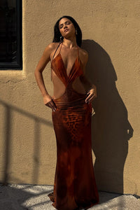 Maxikleid mit Aussparungen und Leopardenmuster