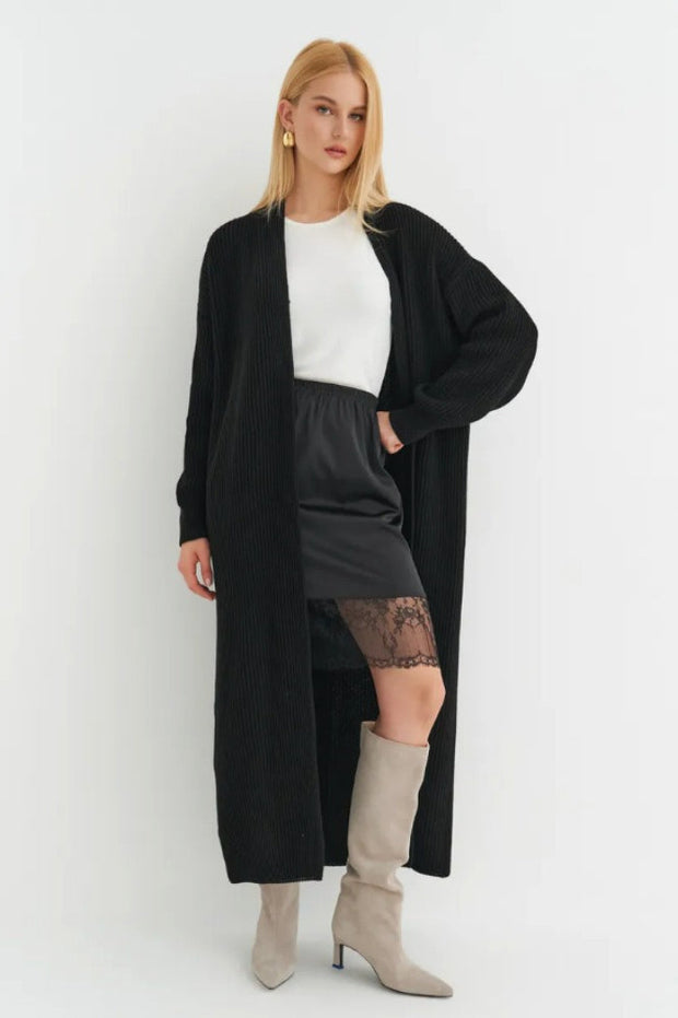 Locker geschnittene Strickjacke mit Strickstruktur in Gelb