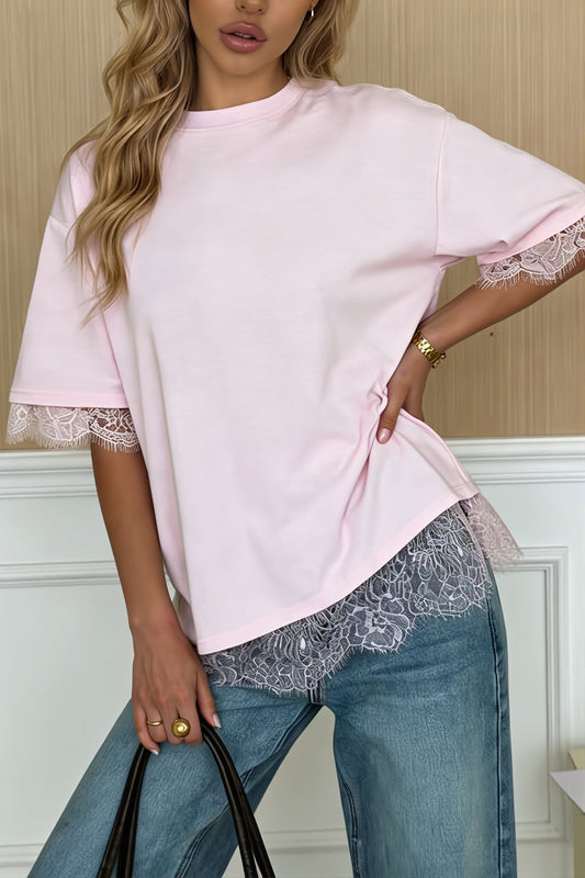 T-Shirt mit Schlitz und Spitze
