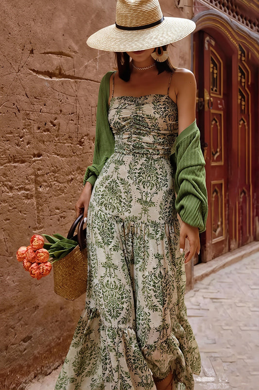 Maxikleid mit Druck in Grün
