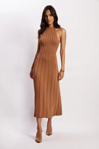 Midikleid aus gewebtem Plissee mit Neckholder - Dalila