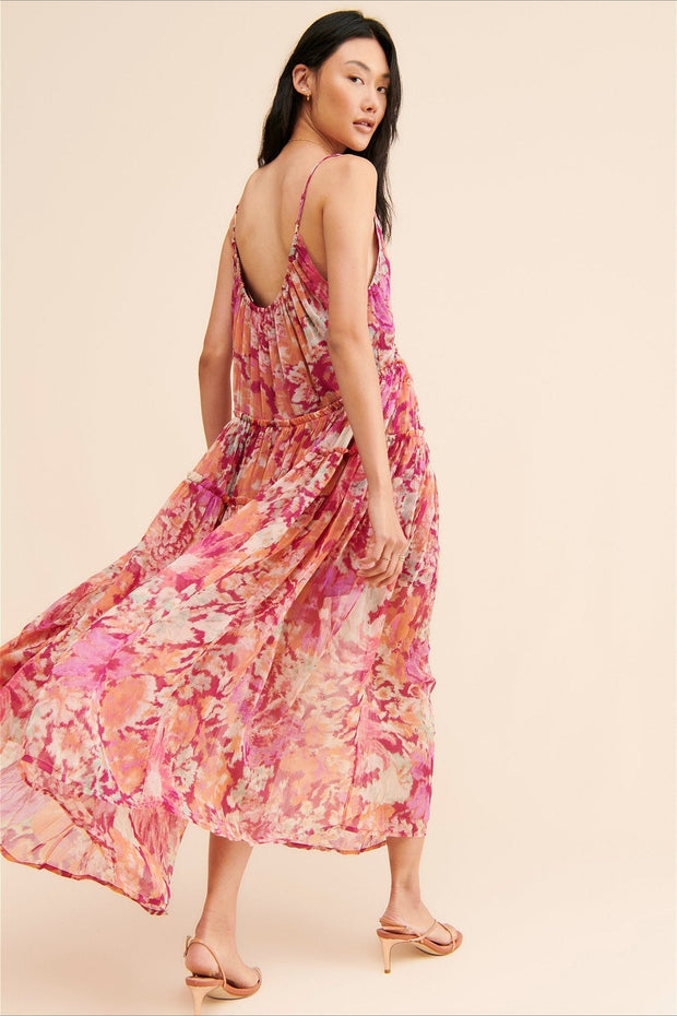 Ärmelloses Maxikleid mit Blumenmuster