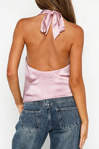 Top mit Neckholder und Satinoptik