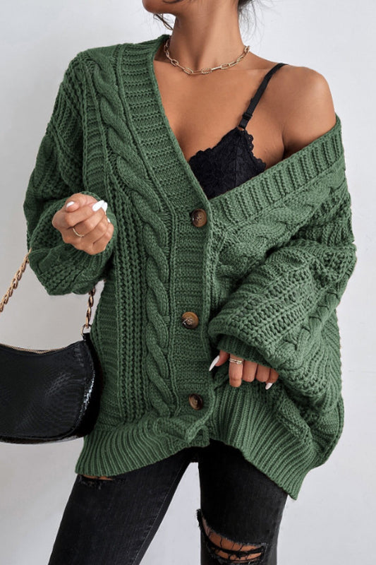 Strickjacke mit V-Ausschnitt und Strickstruktur