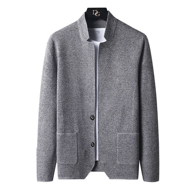 Herrenstrickjacke mit Mao-Kragen - Karl