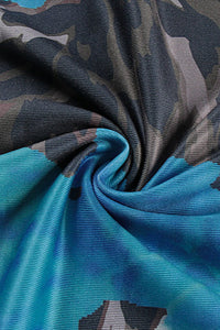 Rückenfreies Maxikleid mit V-Ausschnitt, Farbblockmuster und Druck