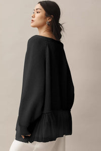 Strickjacke mit Strickstruktur und Rüschen
