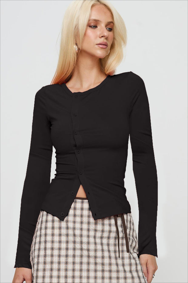Figurbetonter Pullover mit Rundhalsausschnitt und Strickstruktur