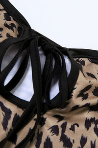 Schulterfreies Maxikleid mit Bindedetail und Leopardenmuster