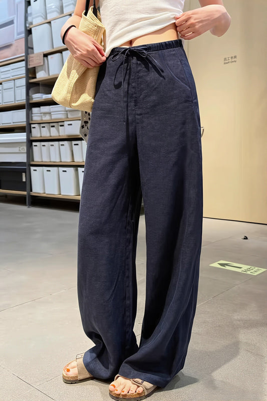 Locker geschnittene Hose mit geradem Schnitt und hoher Taille