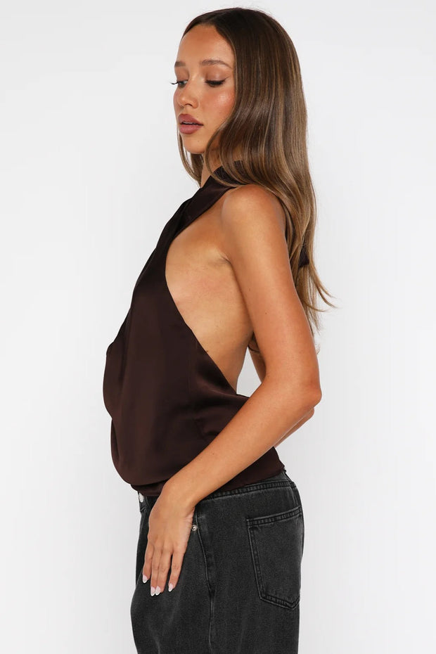 Top mit Neckholder und Satinoptik