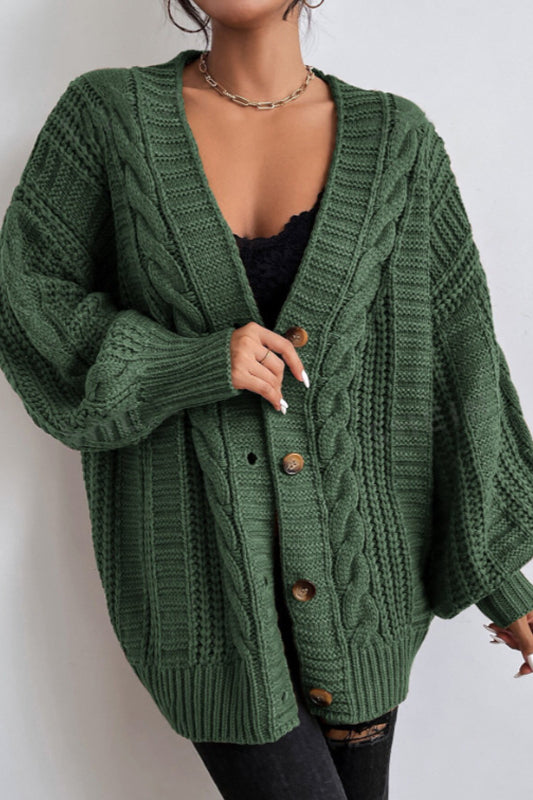 Strickjacke mit V-Ausschnitt und Strickstruktur