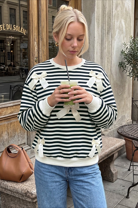Sweatshirt mit Streifenmuster und Schleifendetail