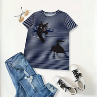 Lonneke - Stylisches Katzen Print Damen Shirt