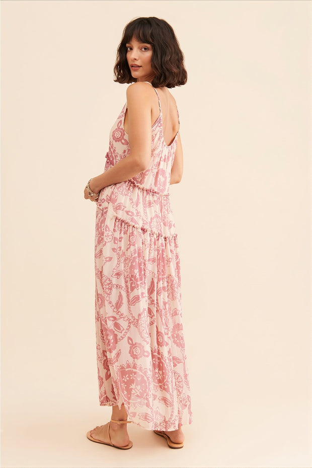 Ärmelloses Maxikleid mit Blumenmuster