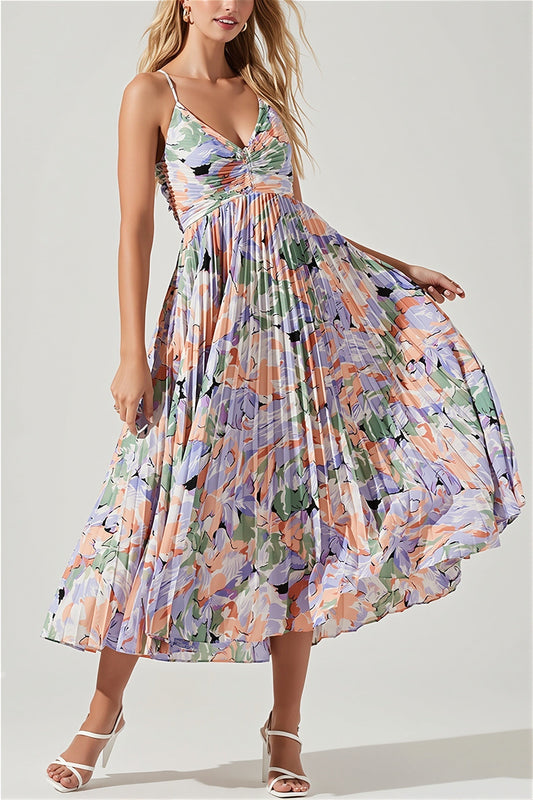 Maxikleid mit Falten und Blumenmuster